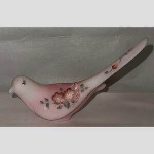 Fenton Rosalene Pink Satin Dove Figurine - Hand Painted